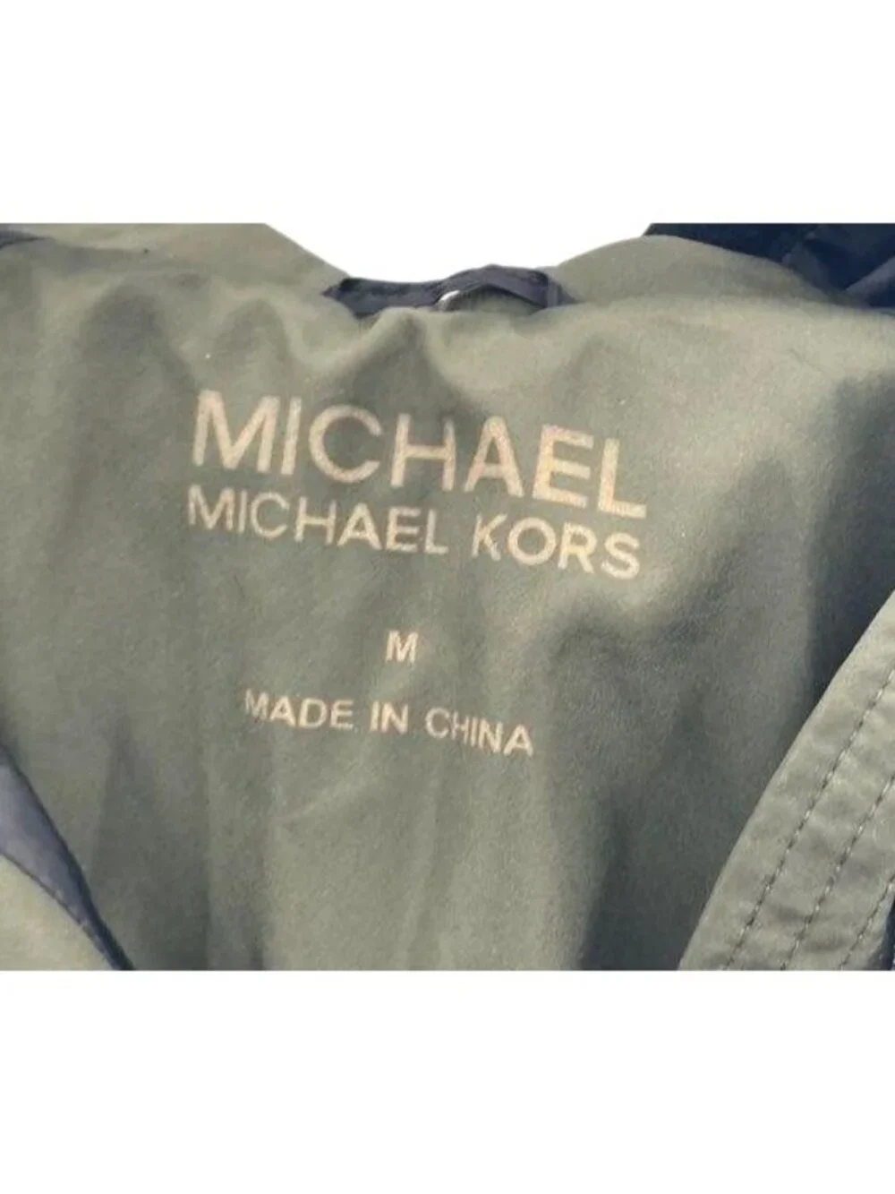 Michael Kors Womens Olive Green Hooded Jacket With Gold Zipper Accents Size M